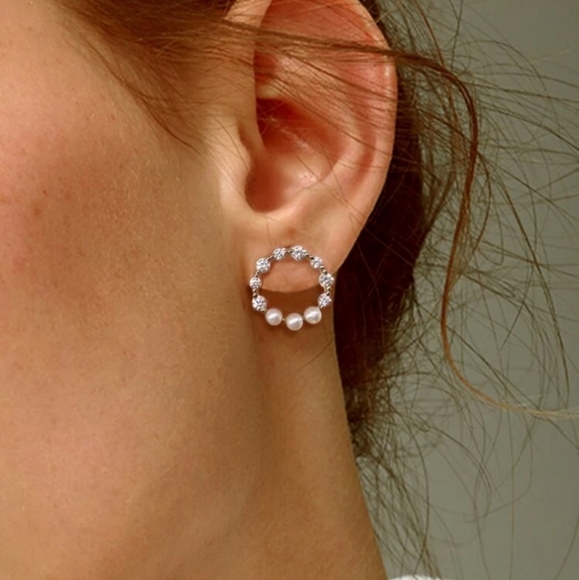 Nikkiwallflower Jewelry - *Loren* Pearl and Stone Earrings